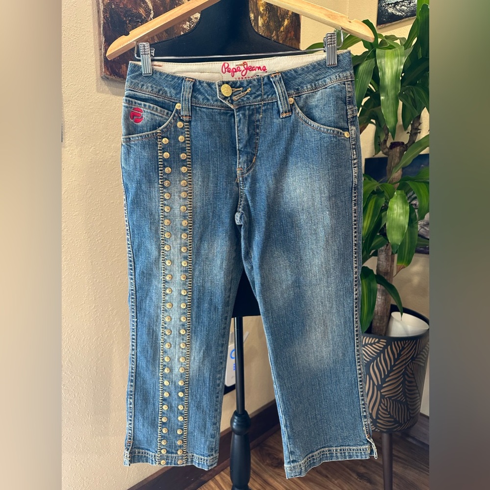VINTAGE PEPE JEANS LONDON GARMENT DETAILS WOMENS CROP JEAN JE SIZE 28  BLUE